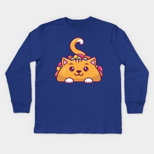 Cute Cat Taco Cartoon Kids Long Sleeve T-Shirt